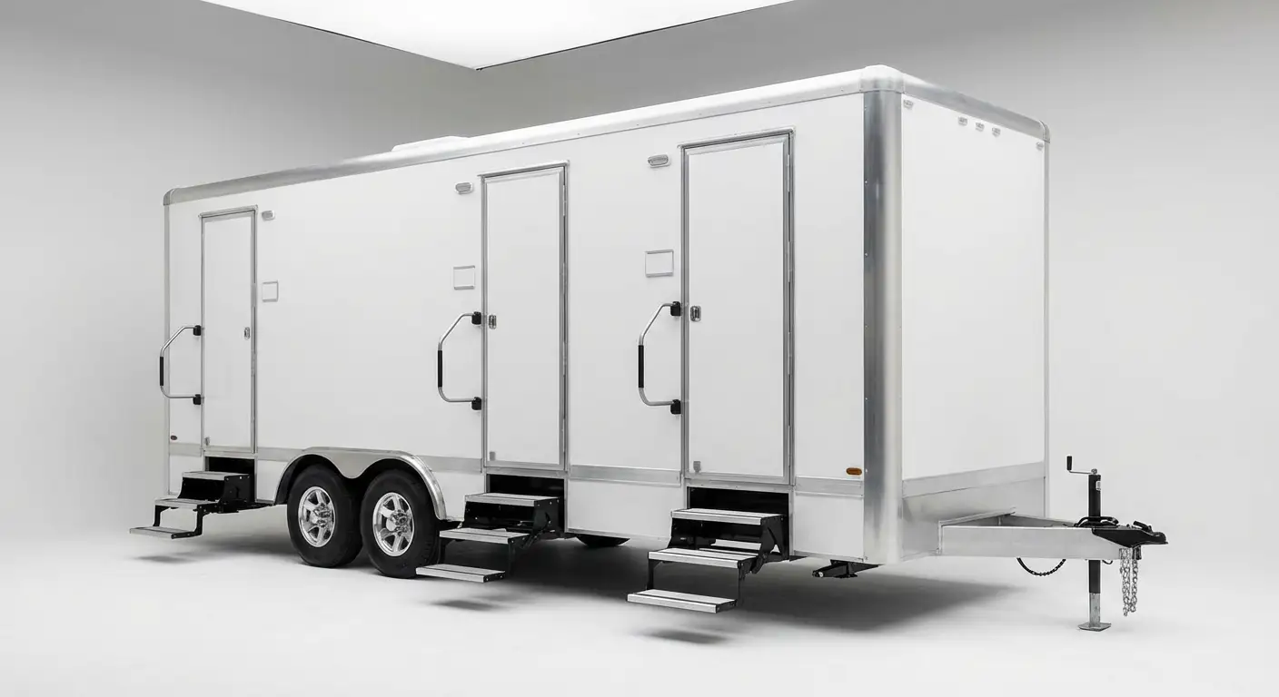Climate controlled restroom trailer interior features in Lake Forest, IL